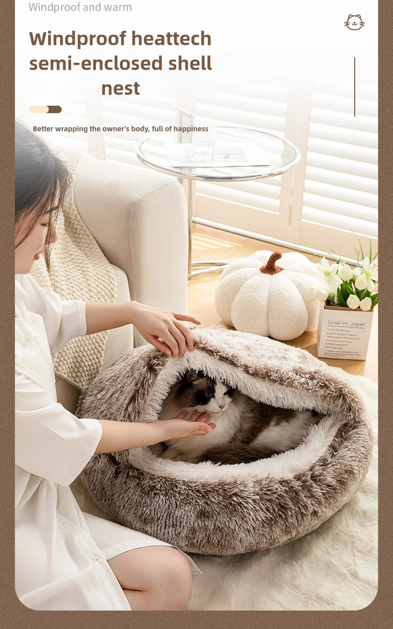 Cozy Cave Pet Bed - Plush Hooded Cat & Dog Bed