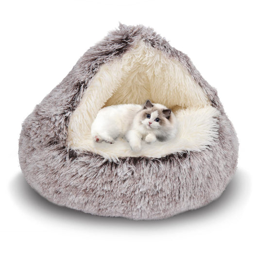 Cozy Cave Pet Bed - Plush Hooded Cat & Dog Bed